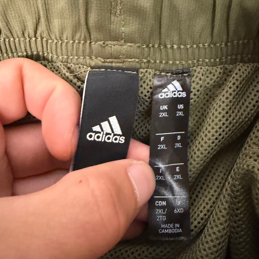 Adidas Jogger Pants Mens 2XL Olive Green 3-Stripe Mesh Lined Athlete Track Pants - Picture 6 of 9